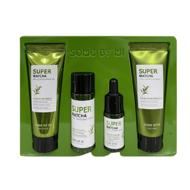 Super Matcha Pore Care Starter Kit (Cleansing Gel 42ml, Clay Mask 42g, Toner 30ml, Serum 10ml)